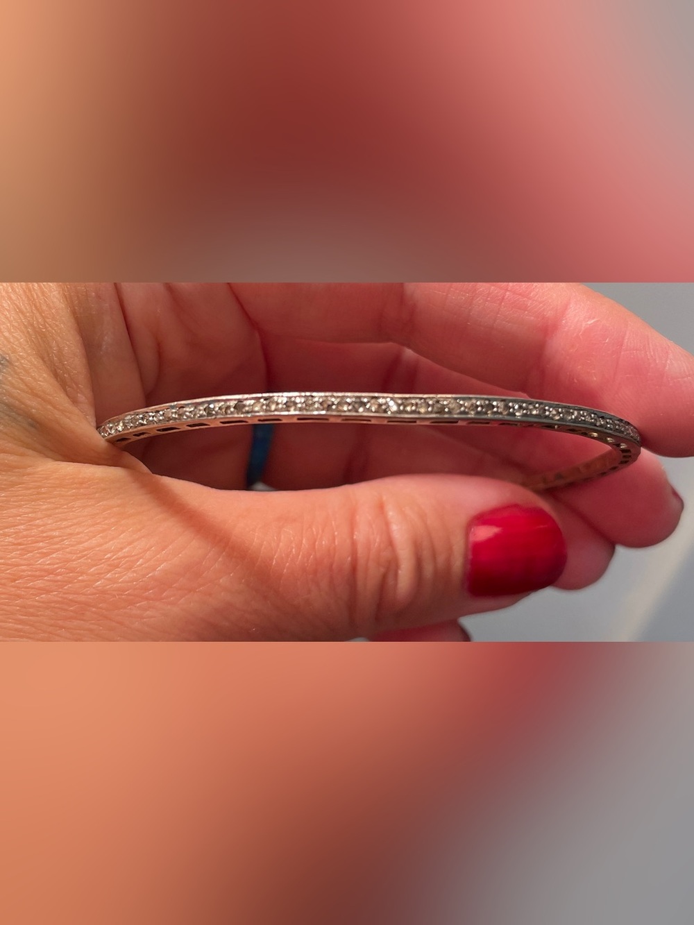 Vintage White Gold Natural Diamond Bangle